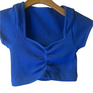 🌿Hollister Blue Ribbed Crop Top